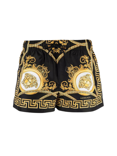 Shop Versace Swim Shorts In Black Gold
