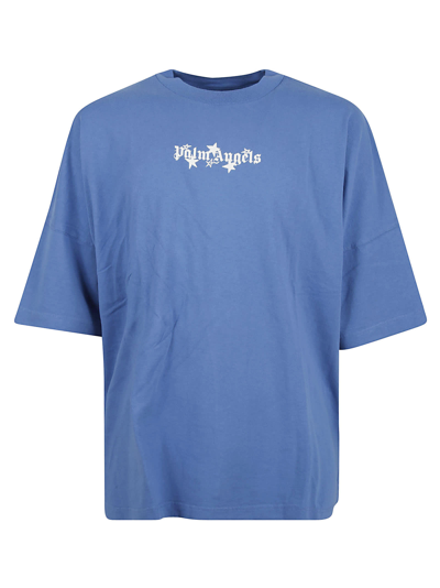 Shop Palm Angels Shooting Stars Overlogo T-shirt In Blue/white