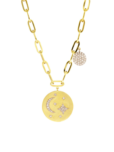 Shop Meira T Women's 14k Yellow Gold & Diamond Celestial Medal Necklace
