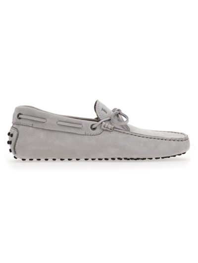 Shop Tod's Men's Gommini Leather Driving Loafers In Light Grey