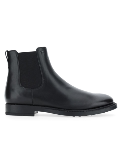 Shop Tod's Men's Embossed Leather Chelsea Boots In Black