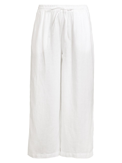 Shop 120% Lino Women's Linen Crop Wide-leg Pants In White