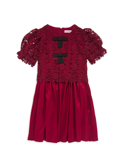 Shop Self-portrait Little Girl's & Girl's Guipure Lace Dress In Red