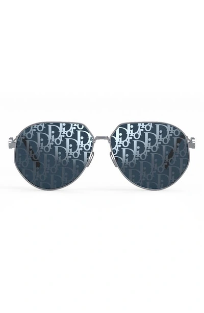 Shop Dior Oblique Cd Link 61mm Sunglasses In Shiny Palladium / Blue