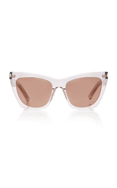 Shop Saint Laurent Women's Kate Oversized Cat-eye Acetate Sunglasses In Neutral