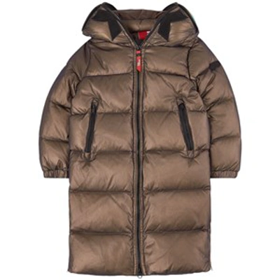 Ai Riders On The Storm Kids' Brown Metallic Pom Pom Goggle Long Padded Jacket