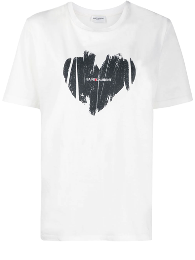 Shop Saint Laurent White Heart T-shirt