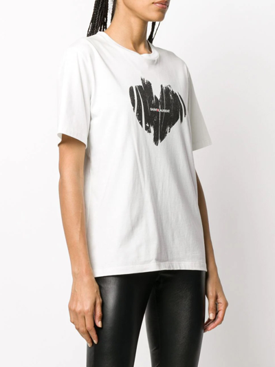 Shop Saint Laurent White Heart T-shirt