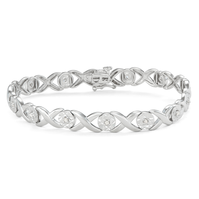 Shop Hetal Diamonds 1/4 Cttw Diamond Sterling Silver ''x'' And ''o'' Bracelet In Silver Tone,white