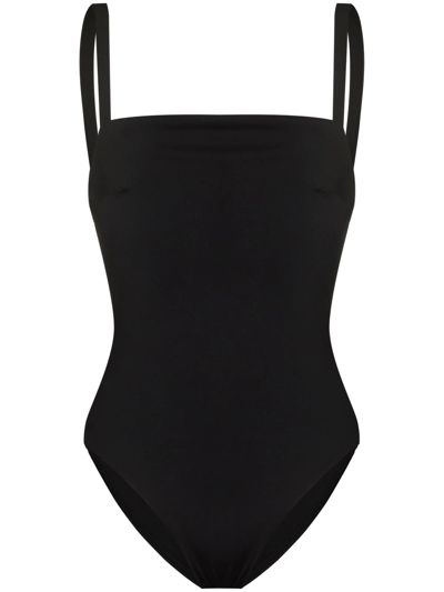 Shop Asceno Palma Square-neck Swimsuit In Black