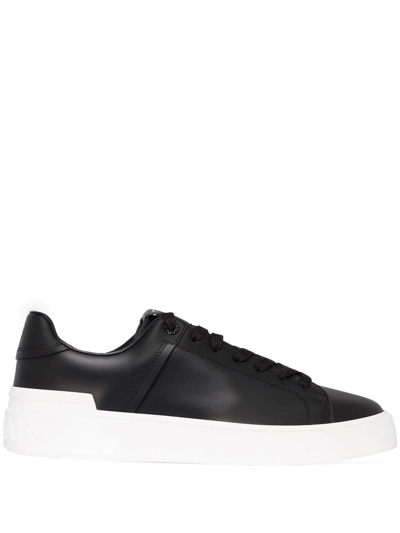 Balmain B Court Sneakers In Black Calfskin In Black
