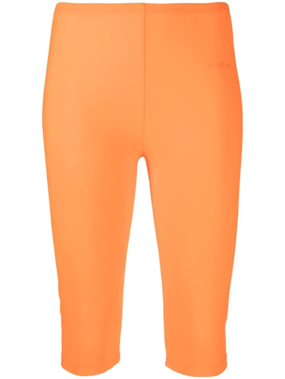 Shop Mm6 Maison Margiela Fitted Knee-length Shorts In Orange