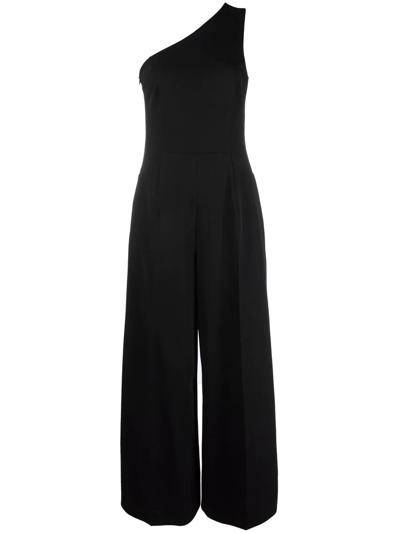 Shop Mm6 Maison Margiela Stitch-detail One-shoulder Jumpsuit In Black