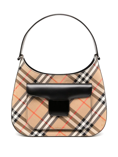 Shop Burberry 1990s House Check Top-handle Bag In Brown