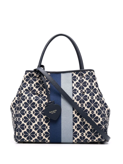 Shop Kate Spade Patterned-jacquard Tote Bag In Blue