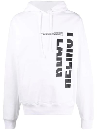 Shop Helmut Lang Macro-mix Logo-print Hoodie In White