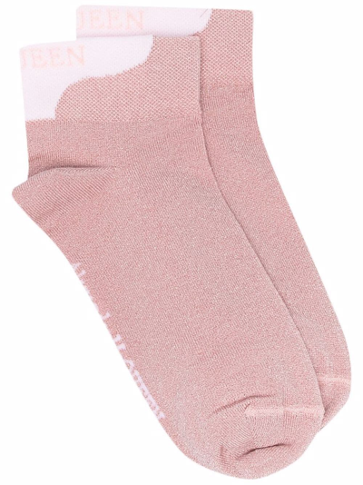 Shop Alexander Mcqueen Logo-printed Socks In Pink