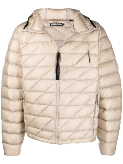 Shop Holden Padded Hooded Down Jacket In Neutrals