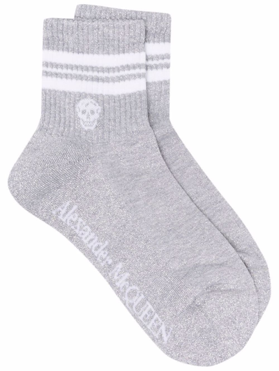 Shop Alexander Mcqueen Logo-printed Socks In Grey