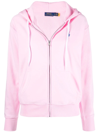 Polo Ralph Lauren Embroidered Logo Zip Hoodie In Pink | ModeSens