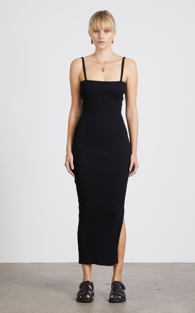 Shop Anna Quan Women's Adeline Ribbed-knit Midi Dress In Black