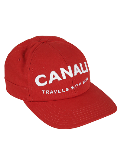 Shop Canali Embroidered Baseball Cap In Red