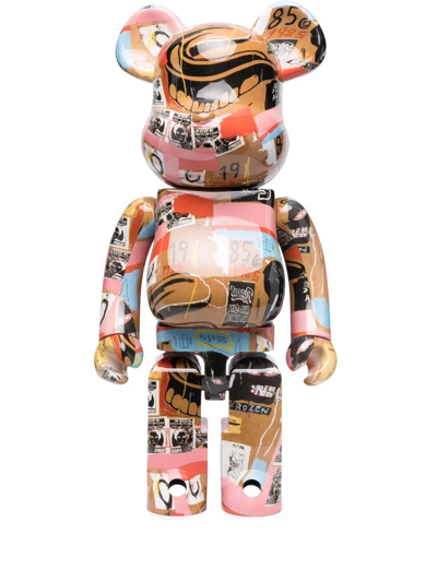 Shop Medicom Toy Andy Warhol X Jean Michel Basquiat Be@rbrick Figure In Brown