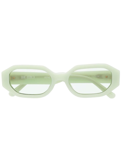 Shop Attico Irene Hexagon-frame Sunglasses In Green