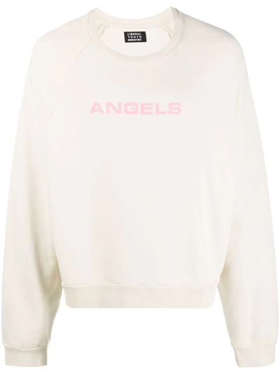 Shop Liberal Youth Ministry Angels Long-sleeved Sweatshirt In Neutrals