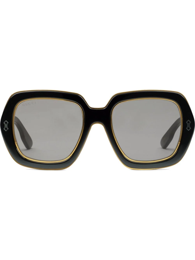 Shop Gucci Oversized Rectangular-frame Sunglasses In Black
