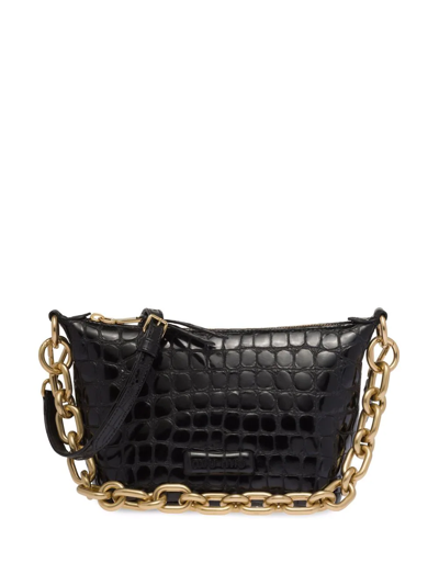 Shop Miu Miu Spirit Crocodile-effect Leather Bag In Black