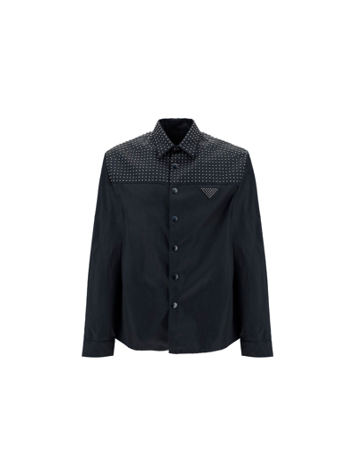 Shop Prada Men's Black Other Materials Shirt