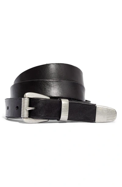 Shop Madewell Leather Three-piece Belt In True Black