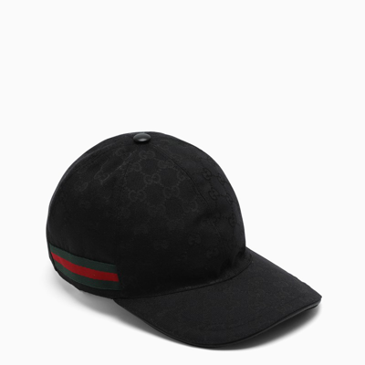 Gucci Black Canvas Original Gg Baseball Cap In Black