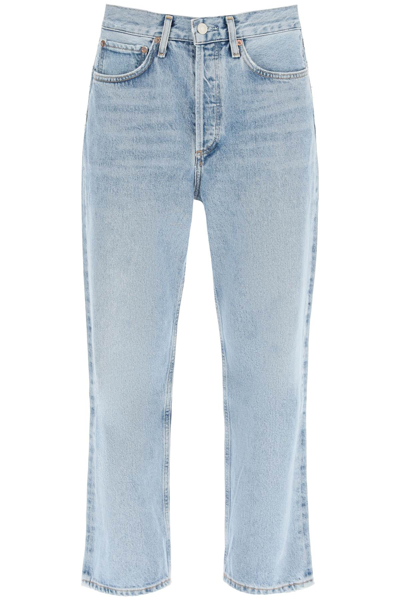 Shop Agolde 90s Crop Jeans In Clean Washed Indigo (blue)