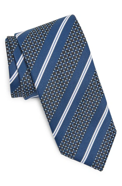 Shop Hugo Boss Neat Skinny Recycled Polyester Tie In Dark Blue