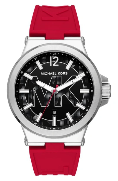 Shop Michael Kors Dylan Silcone Strap Watch, 45mm In Silver