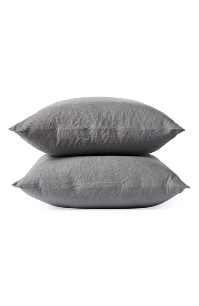 Shop Coyuchi Relaxed Set Of 2 Organic Linen Pillowcases In Slate