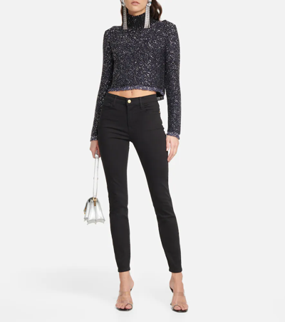 Shop Frame Le High Skinny Jeans In Film Noir