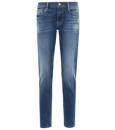 Shop Frame Le Garcon Mid-rise Cropped Jeans In Azure