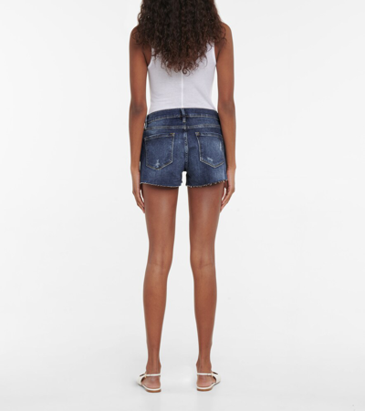 Frame Le Cut Off Mid-rise Fitted Raw Hem Denim Shorts In Azure