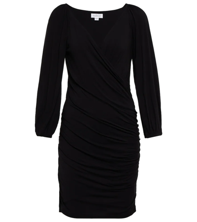 Shop Velvet Ruched Cotton-blend Minidress In Black