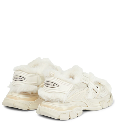 Shop Balenciaga Track Faux Fur-lined Sandals In Beige/beige Fur