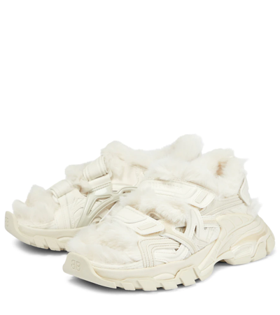 Shop Balenciaga Track Faux Fur-lined Sandals In Beige/beige Fur