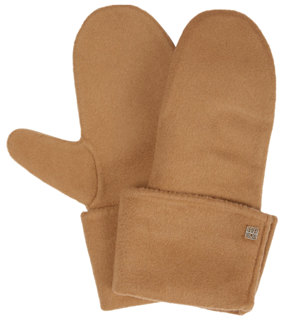 Shop Totême Wool And Cashmere Mittens In Camel