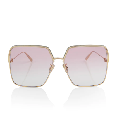 Shop Dior Ever S1u Square Sunglasses In Gold/pink