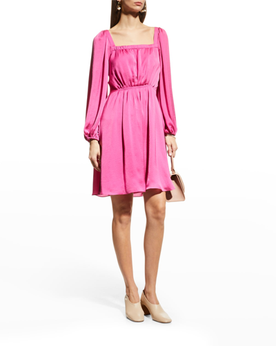 Shop Kobi Halperin Stavy Blouson-sleeve Dress In Pink Lady