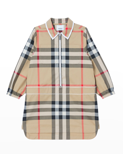 Shop Burberry Girl's Callie Vintage Check Collared Dress In Archive Beige Ip
