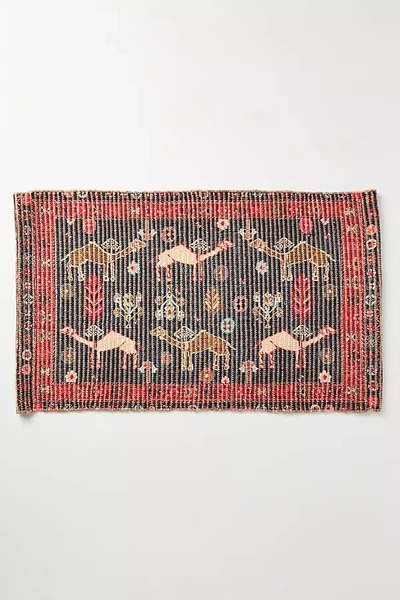 Shop Anthropologie Flatwoven Camel Bath Mat By  In Assorted Size L
