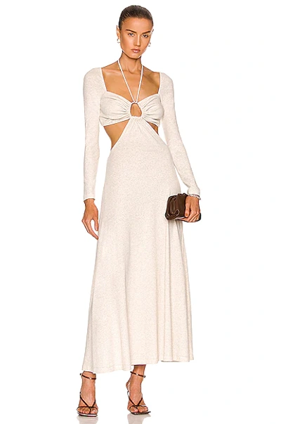 Shop Rosetta Getty Ruched Drawstring Cutout Dress In Light Grey Melange